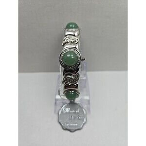 Marcel Drucker Quartz Marcasite Green Cabochon Hidden Dial Watch New Battery